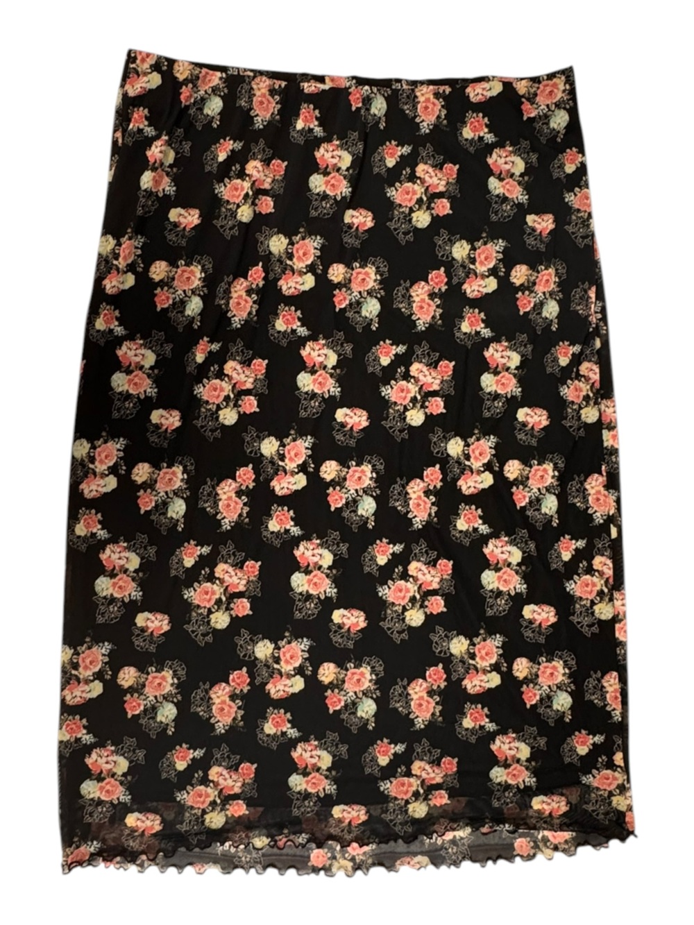 torrid Black Floral Pencil Skirt with Pink and Cream Roses
